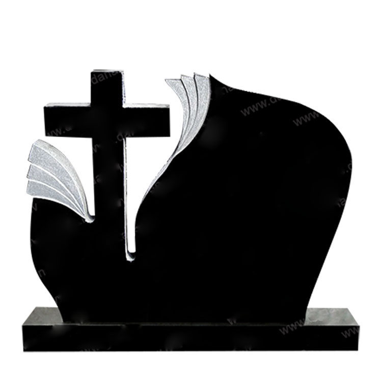 Cross Design Black Headstone